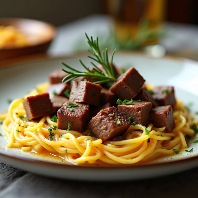 Rindfleischwürfel auf Champagner-Sauerkraut Rezept