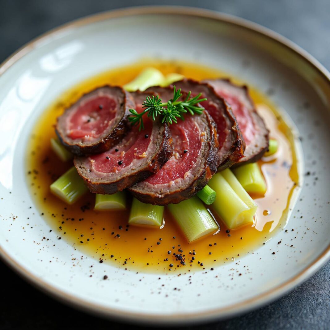 Rindsfilet an Sherry-Beurre auf Lauchgemüse Rezept Rindsfilet an Sherry-Beurre auf Lauchgemüse Rezept