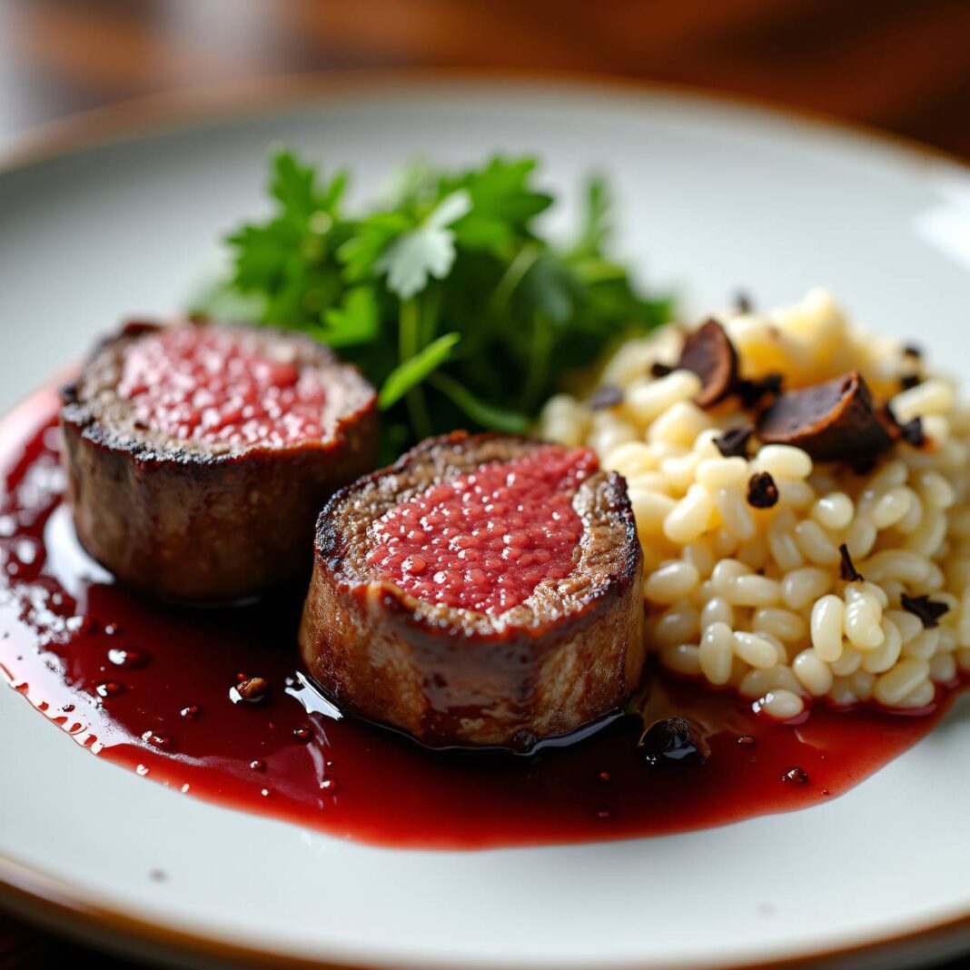 Rindsfilet-Medaillons an Portwein mit Trüffelrisotto Rezept Rindsfilet-Medaillons an Portwein mit Trüffelrisotto Rezept