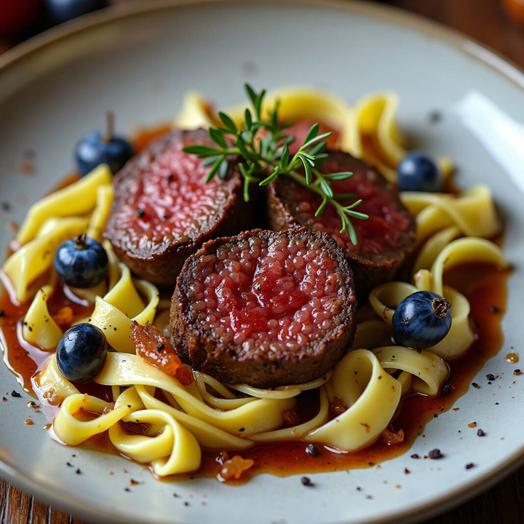 Rindsmedaillons an Traubensauce mit Wirzgemüse und Nudeln Rezept Rindsmedaillons an Traubensauce mit Wirzgemüse und Nudeln Rezept