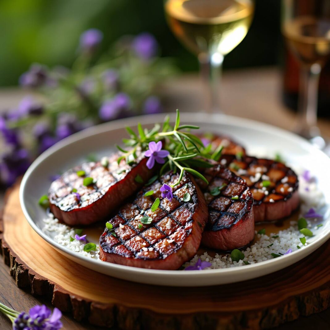 Rindsmedaillons vom Grill mit Lavendel-Kräutersalz Rezept Rindsmedaillons vom Grill mit Lavendel-Kräutersalz Rezept