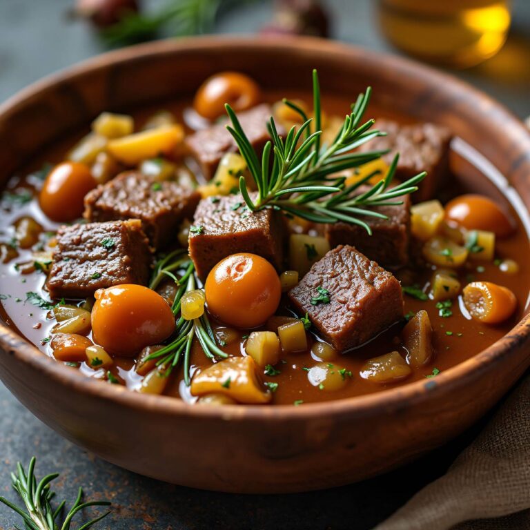 Rindsragout mit Lauch und Kastanien Rezept