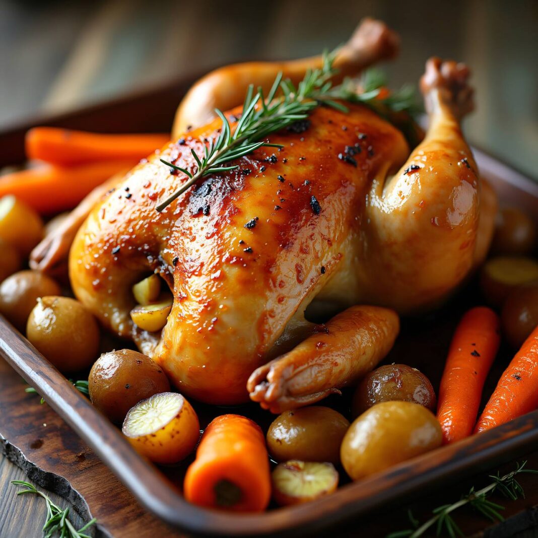 Rohrpoulet mit Karotten und Kartoffeln Rezept Rohrpoulet mit Karotten und Kartoffeln Rezept