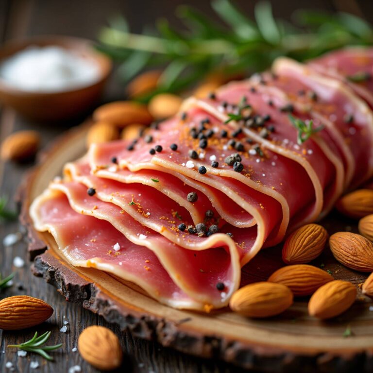 Rohschinken mit gerösteten Mandeln Rezept