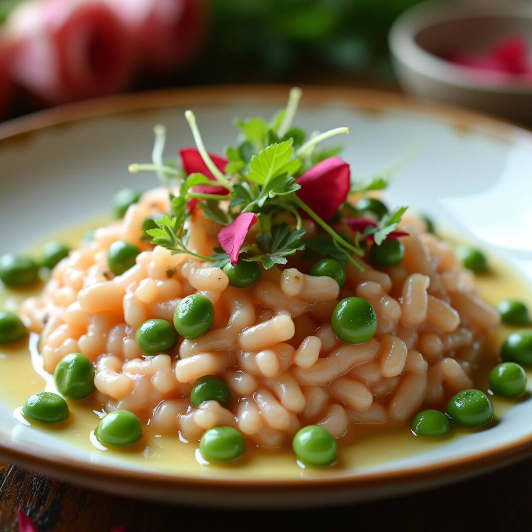 Rosen-Risotto mit Favebohnen Rezept Rosen-Risotto mit Favebohnen Rezept