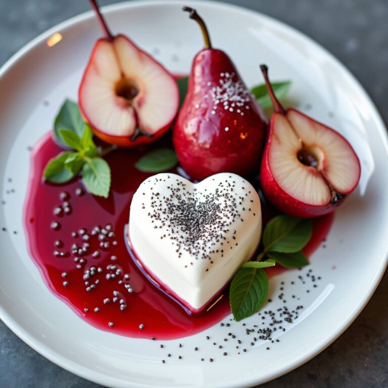 Rote Birnen zu Mohn-Parfait Rezept
