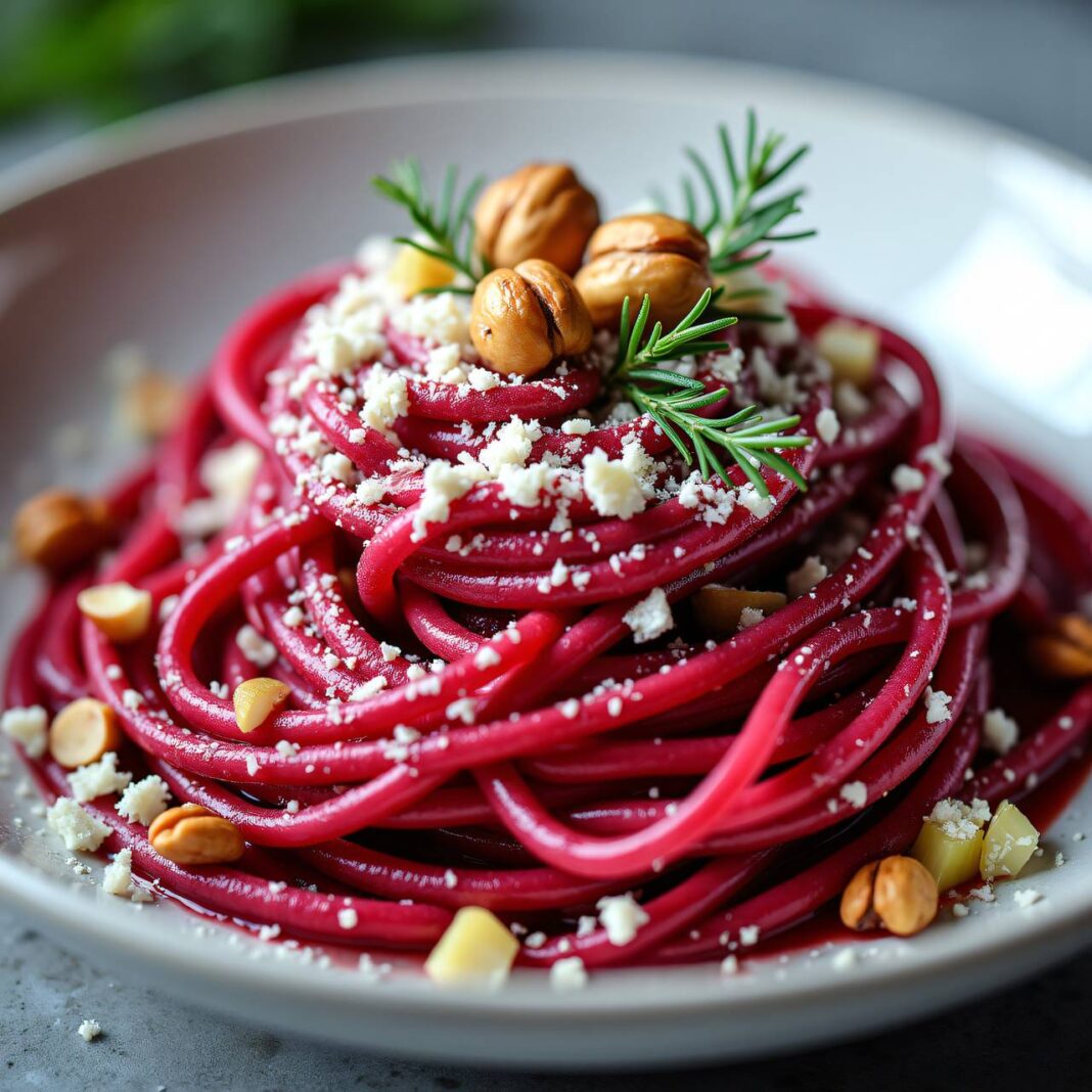 Rote Linguine mit Lauchkäse Rezept Rote Linguine mit Lauchkäse Rezept