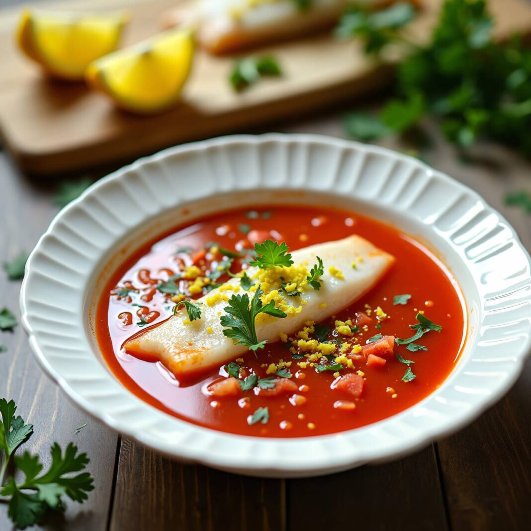 Rote Milchsuppe mit Fisch und Fenchel Rezept Rote Milchsuppe mit Fisch und Fenchel Rezept