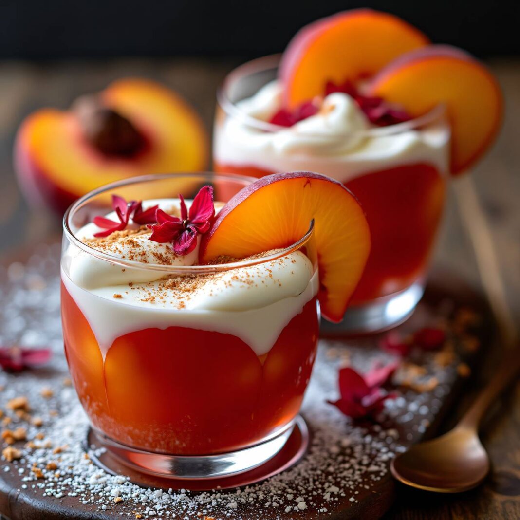 Rote Pfirsiche mit Mascarponeschaum Rezept Rote Pfirsiche mit Mascarponeschaum Rezept