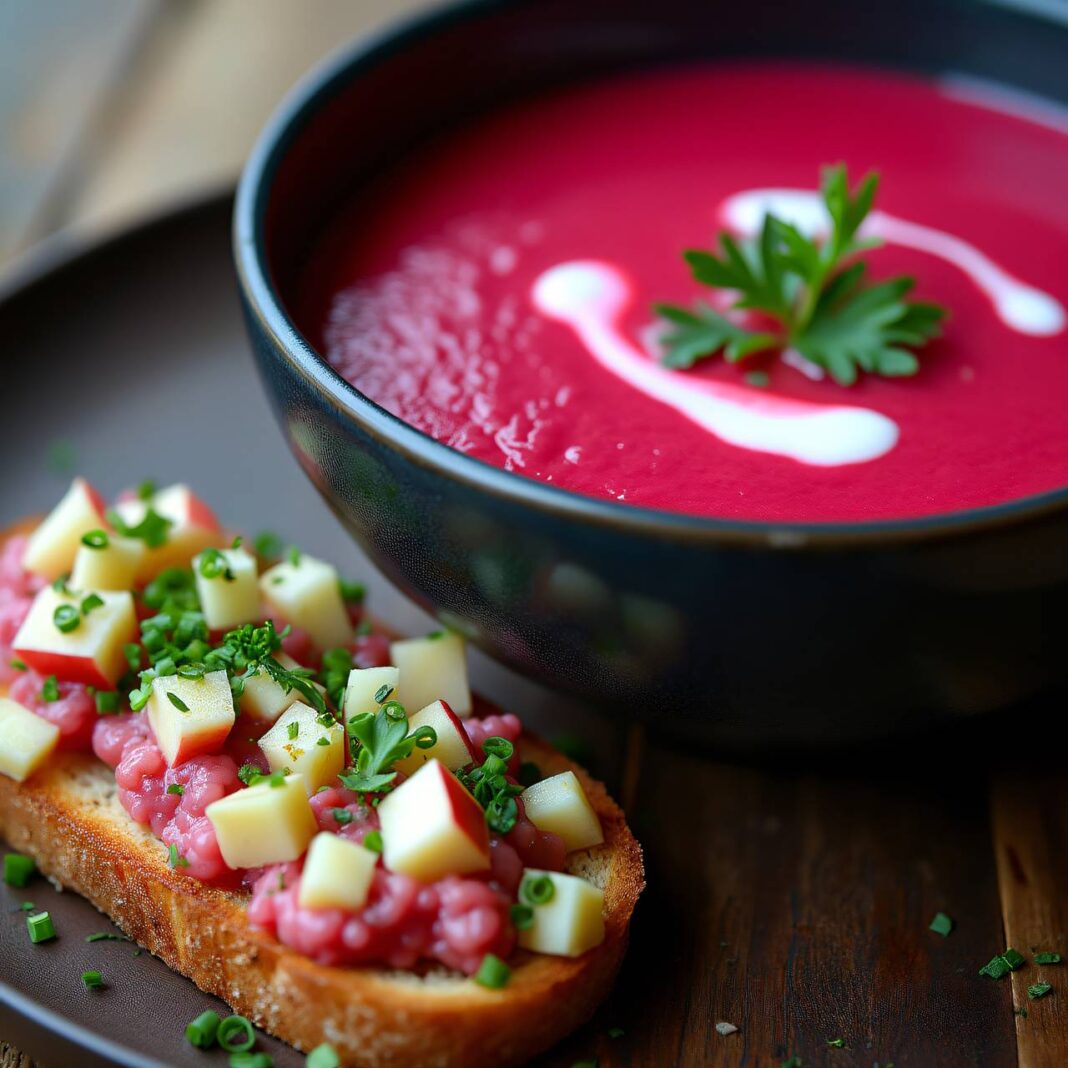 rote Rüben-Ingwer-Suppe mit Forellentatar Rezept rote Rüben-Ingwer-Suppe mit Forellentatar Rezept