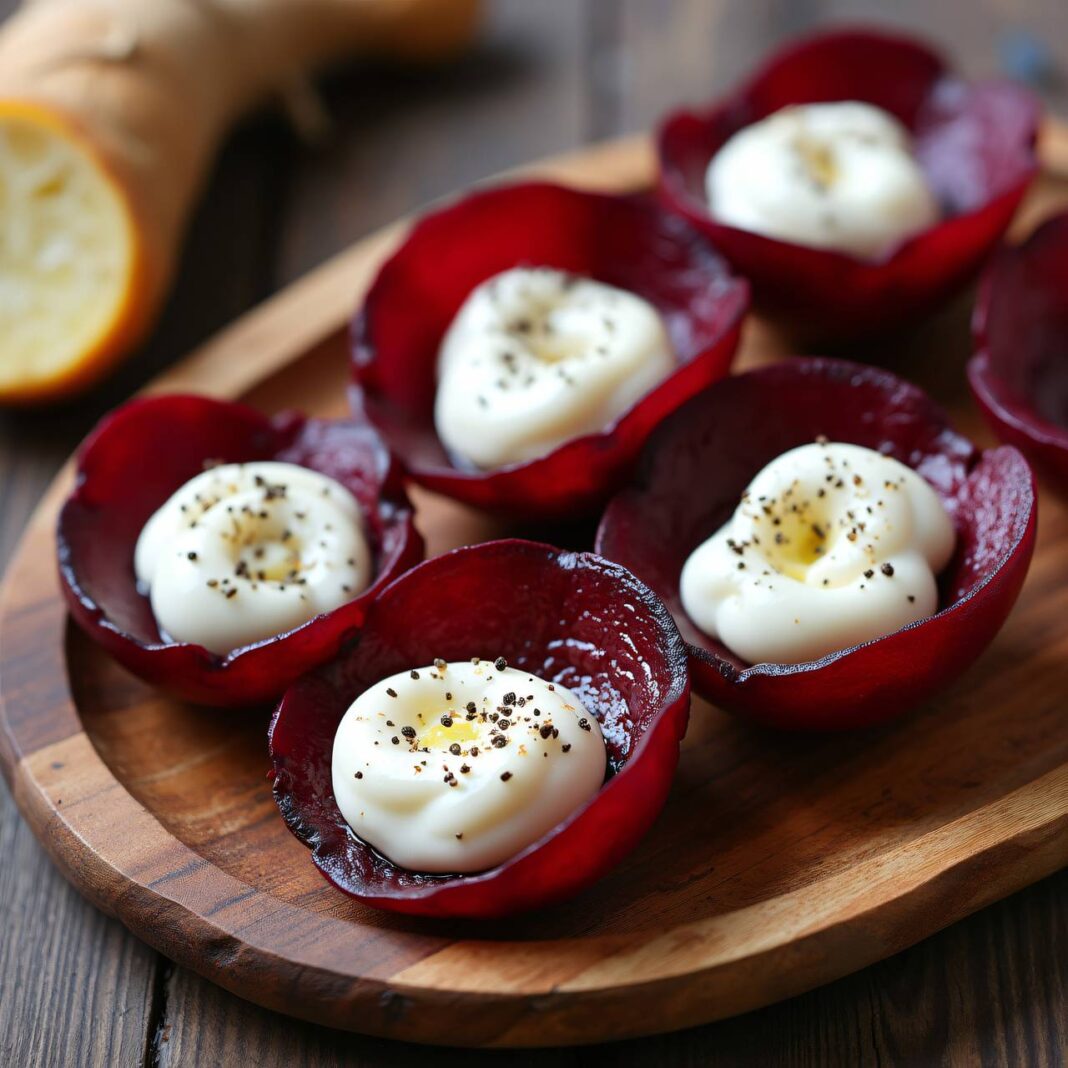 rote Rüben-Kronen mit Ingwer-Quark Rezept rote Rüben-Kronen mit Ingwer-Quark Rezept