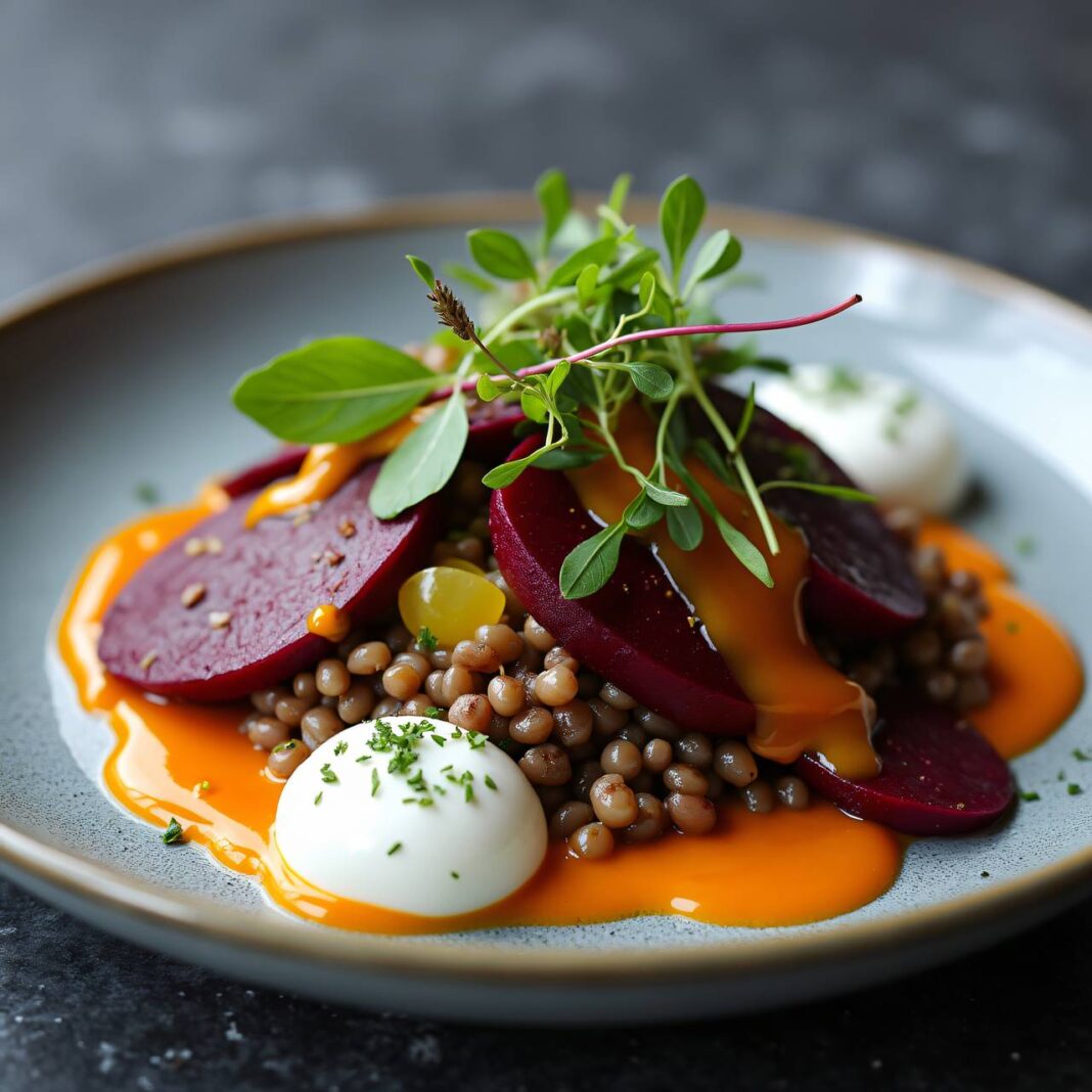 rote Rüben mit Gerstensalat und Meerrettichschaum Rezept rote Rüben mit Gerstensalat und Meerrettichschaum Rezept