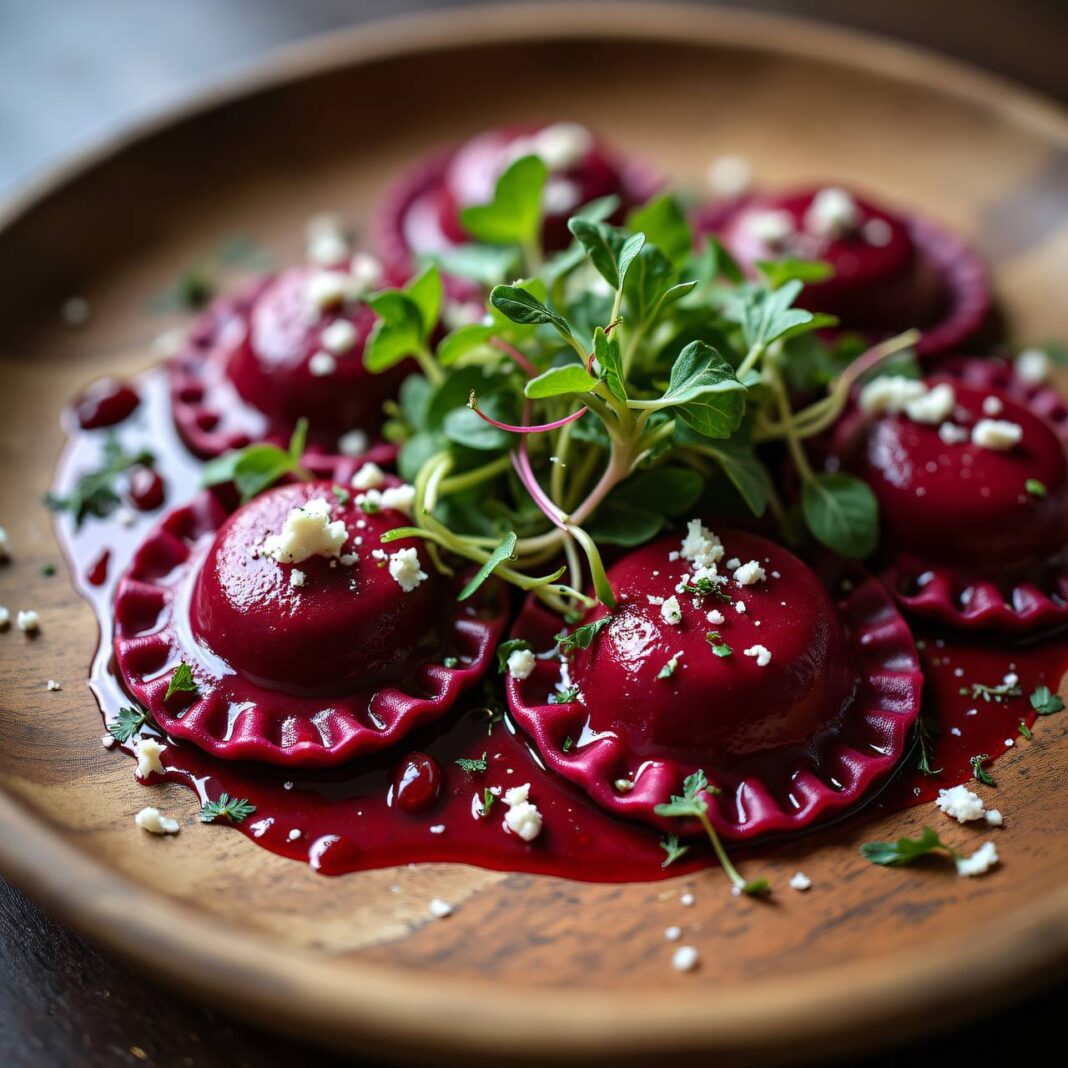 rote Rüben-Ravioli mit Sauerampfer-Butter Rezept rote Rüben-Ravioli mit Sauerampfer-Butter Rezept