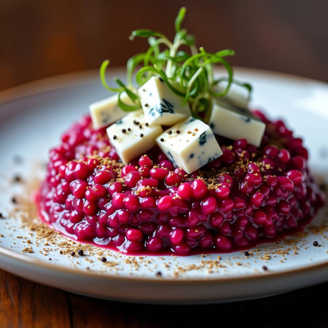 rote Rüben-Risotto mit Blauschimmelkäse Rezept rote Rüben-Risotto mit Blauschimmelkäse Rezept