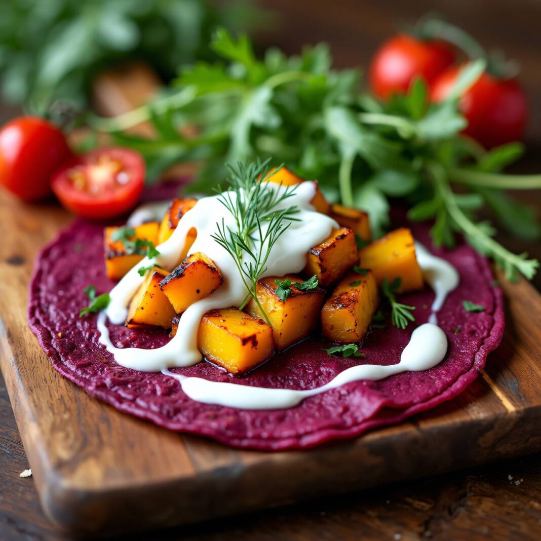 rote Rübencrèpes mit Joghurtsauce Rezept rote Rübencrèpes mit Joghurtsauce Rezept