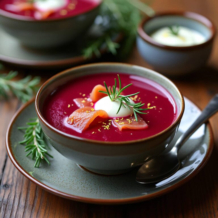 rote Rübensüppchen mit Meerrettichcrème Rezept