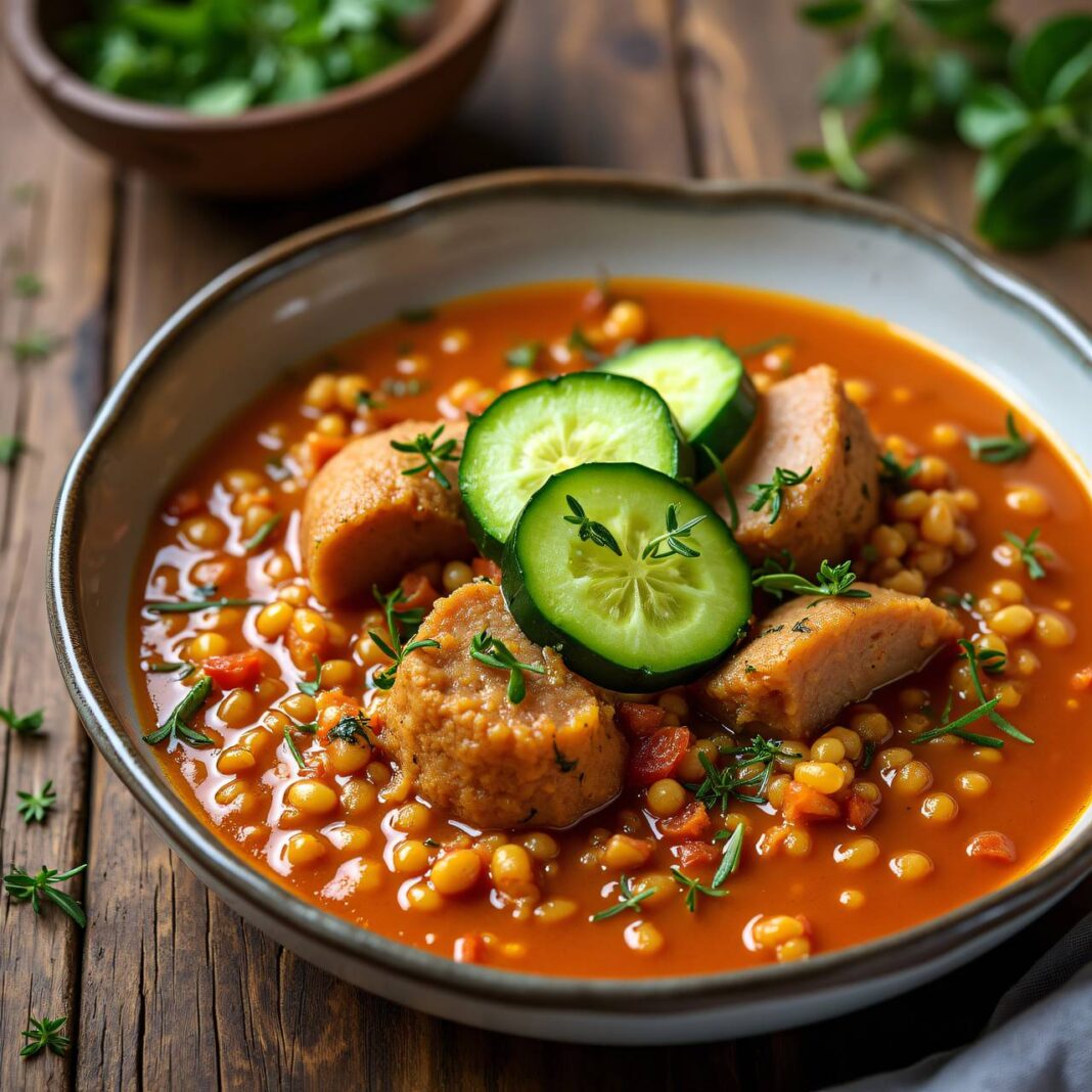 Rotes Linsengemüse mit Gurke Rezept Rotes Linsengemüse mit Gurke Rezept