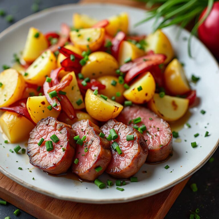Rotkohl-Kartoffel-Salat mit Kalbsplätzli Rezept