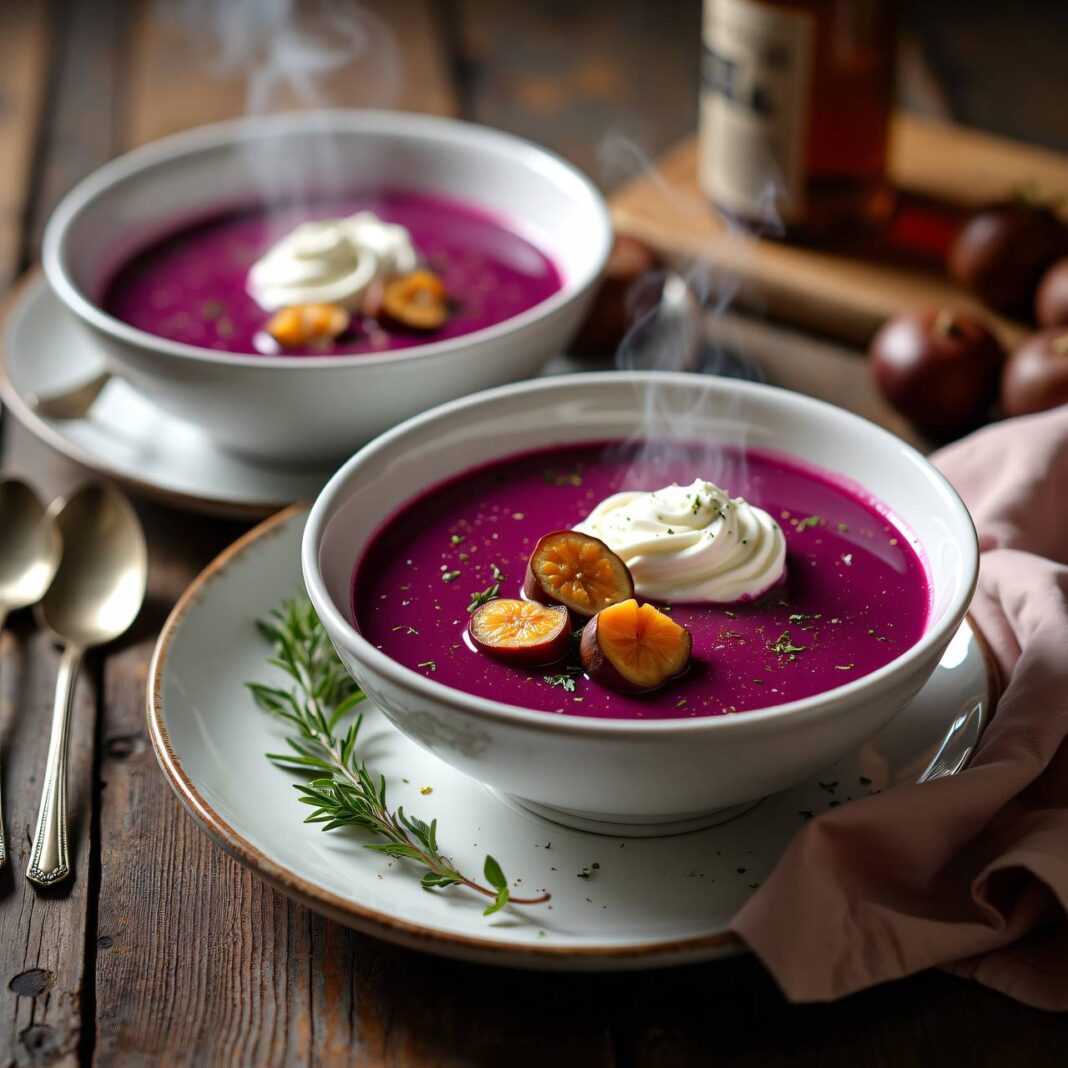 Rotkraut-Suppe mit Esskastanien Rezept Rotkraut-Suppe mit Esskastanien Rezept