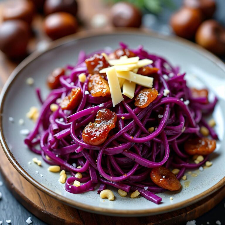 Rotkrautsalat mit karamellisierten Esskastanien Rezept