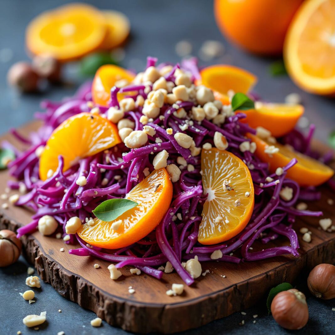 Rotkrautsalat mit Orangen und Haselnüssen Rezept Rotkrautsalat mit Orangen und Haselnüssen Rezept