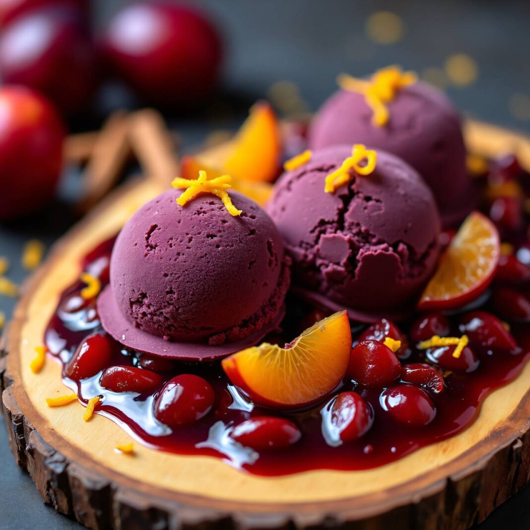 Rotweinglace mit Pflaumenkompott Rezept Rotweinglace mit Pflaumenkompott Rezept