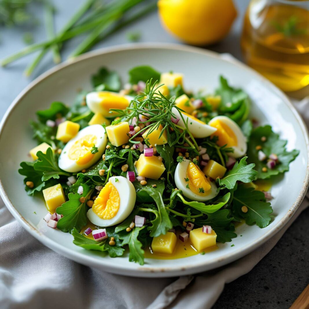 Rucola-Salat mit Eier-Zitronen-Vinaigrette Rezept Rucola-Salat mit Eier-Zitronen-Vinaigrette Rezept