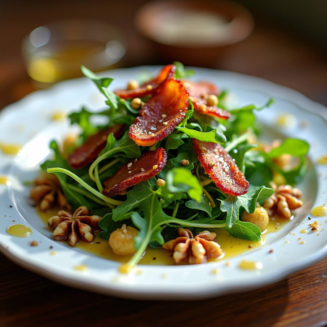 Rucola-Salat mit Speck-Walnuss-Sauce Rezept Rucola-Salat mit Speck-Walnuss-Sauce Rezept