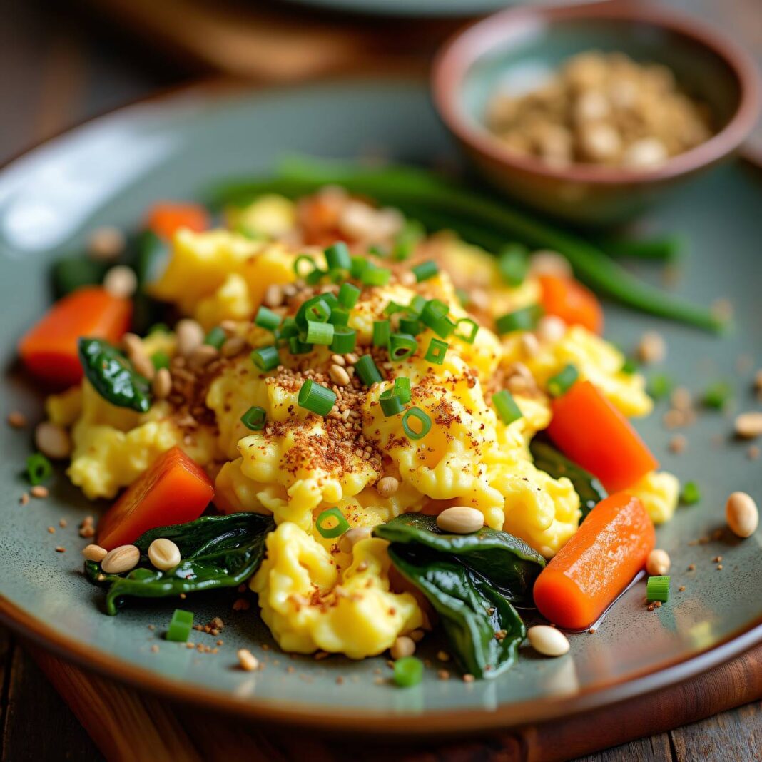 Rührei mit Gemüse und Dukkah (Low Carb) Rezept Rührei mit Gemüse und Dukkah (Low Carb) Rezept