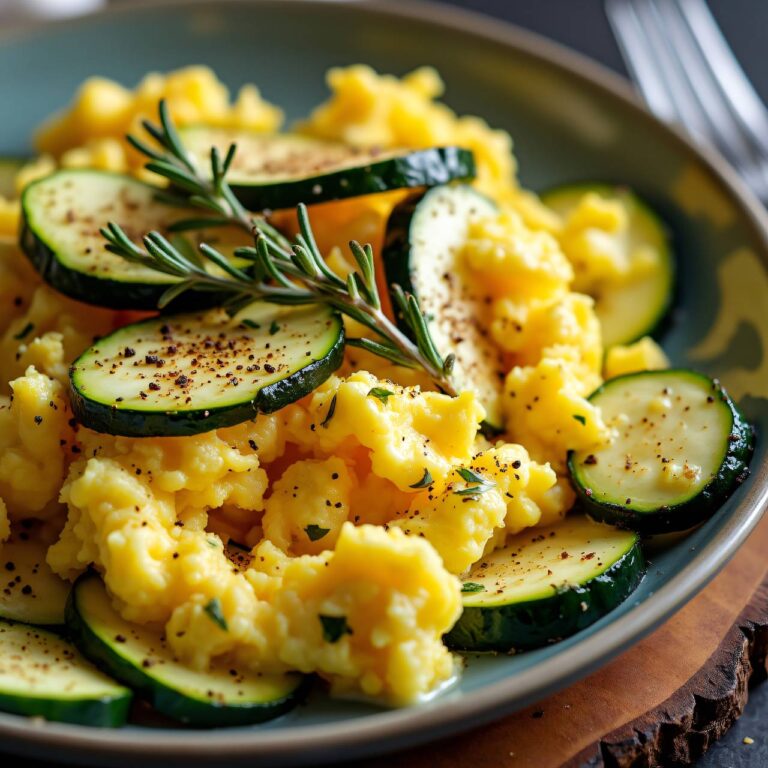 Rührei mit Käse und gebratenen Zucchini Rezept