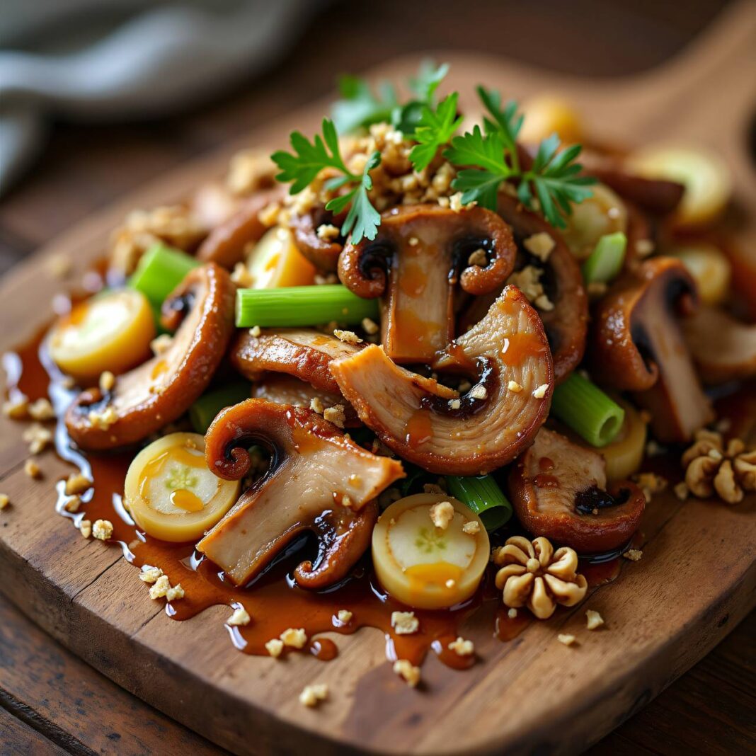 Rührgebratene Austernpilze mit Fleischgeschnetzeltem Rezept Rührgebratene Austernpilze mit Fleischgeschnetzeltem Rezept