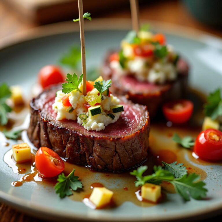 Rumpsteak-Schiffchen mit Gemüse-Tatar Rezept
