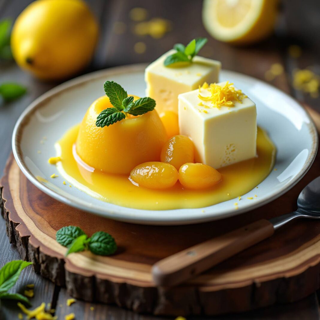 Safran-Apfelmus mit Zitronen-Mascarpone-Eis Rezept Safran-Apfelmus mit Zitronen-Mascarpone-Eis Rezept