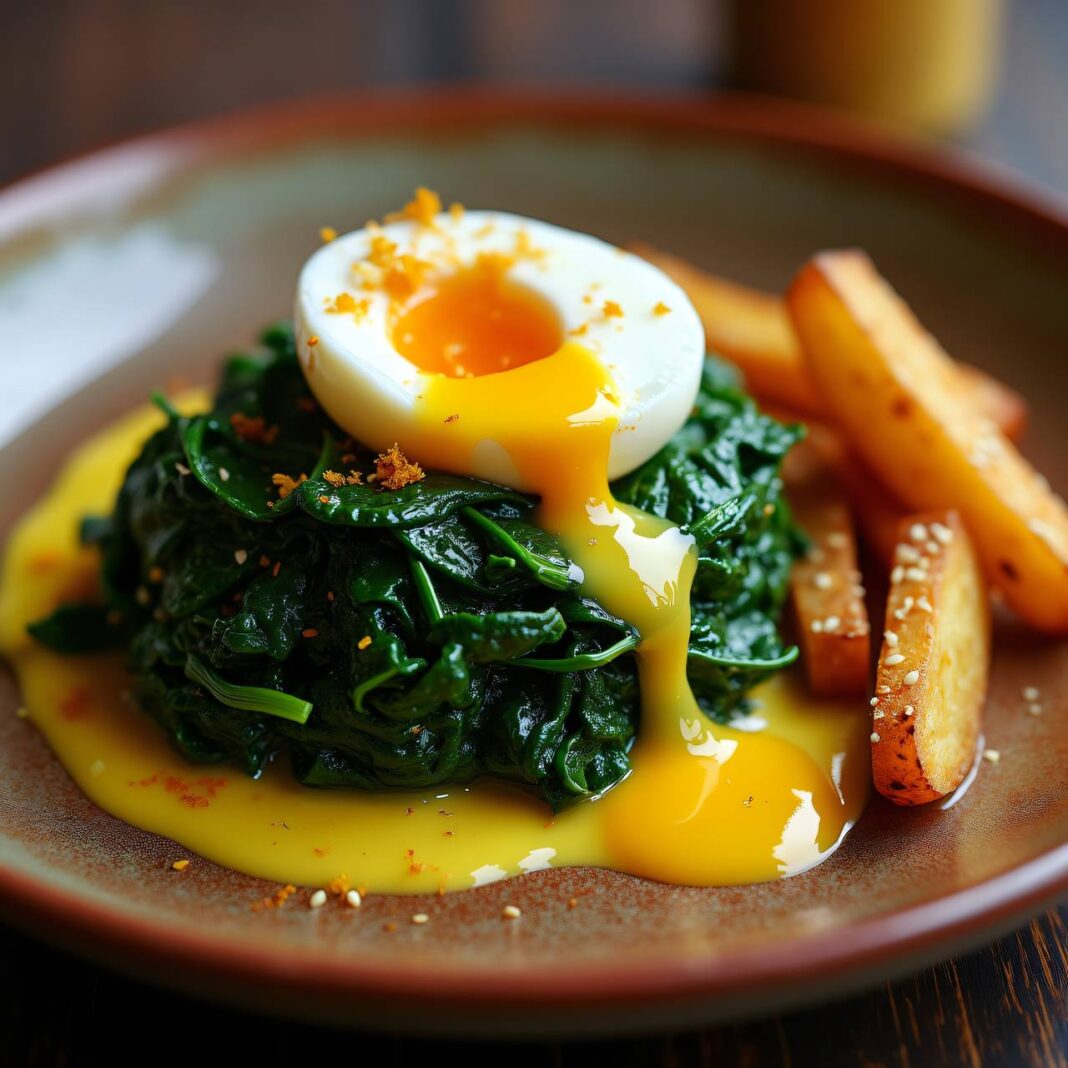 Safran-Eier auf Spinat Rezept Safran-Eier auf Spinat Rezept