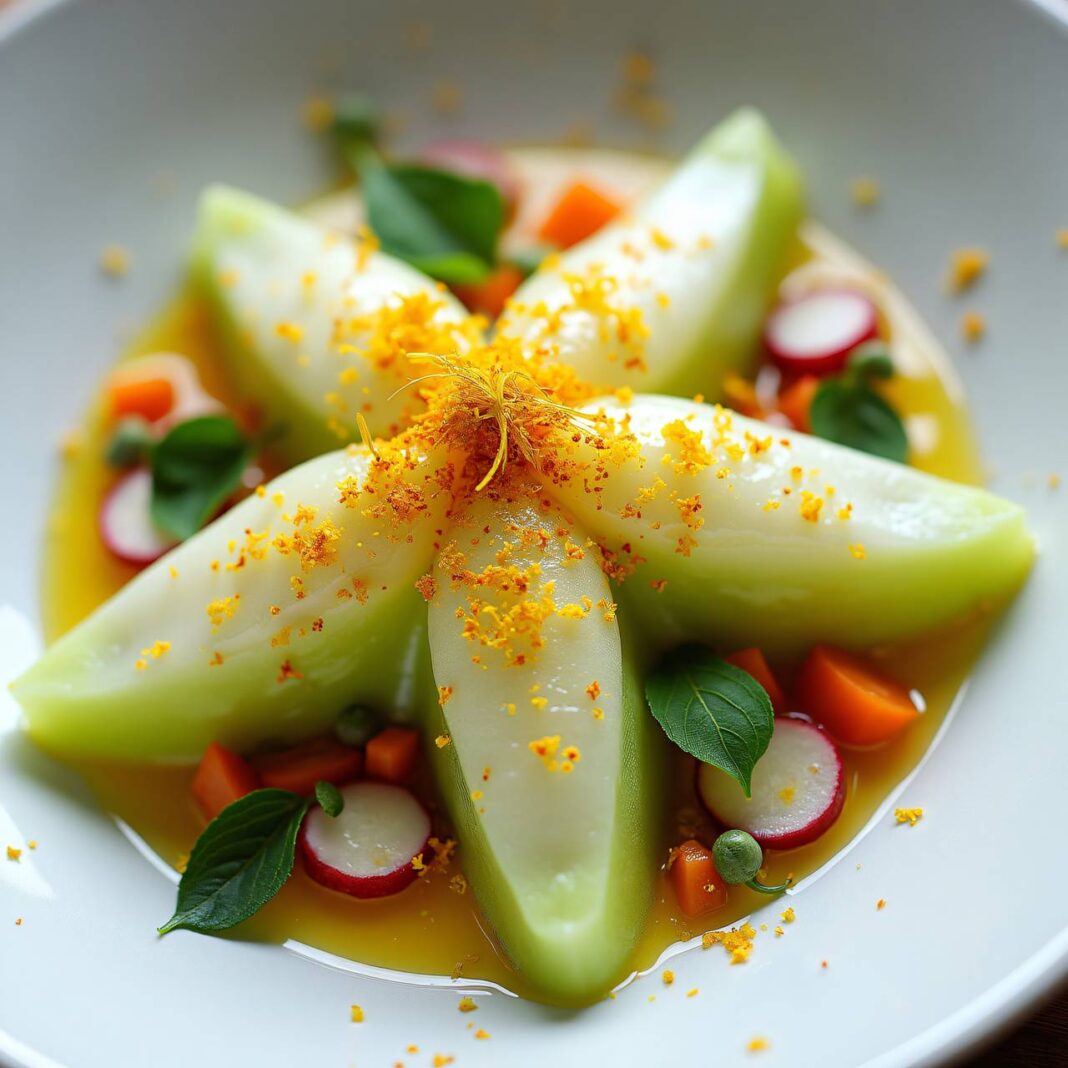 Safran-Kohlrabi mit Frischkäse-Gemüse-Schaum Rezept Safran-Kohlrabi mit Frischkäse-Gemüse-Schaum Rezept