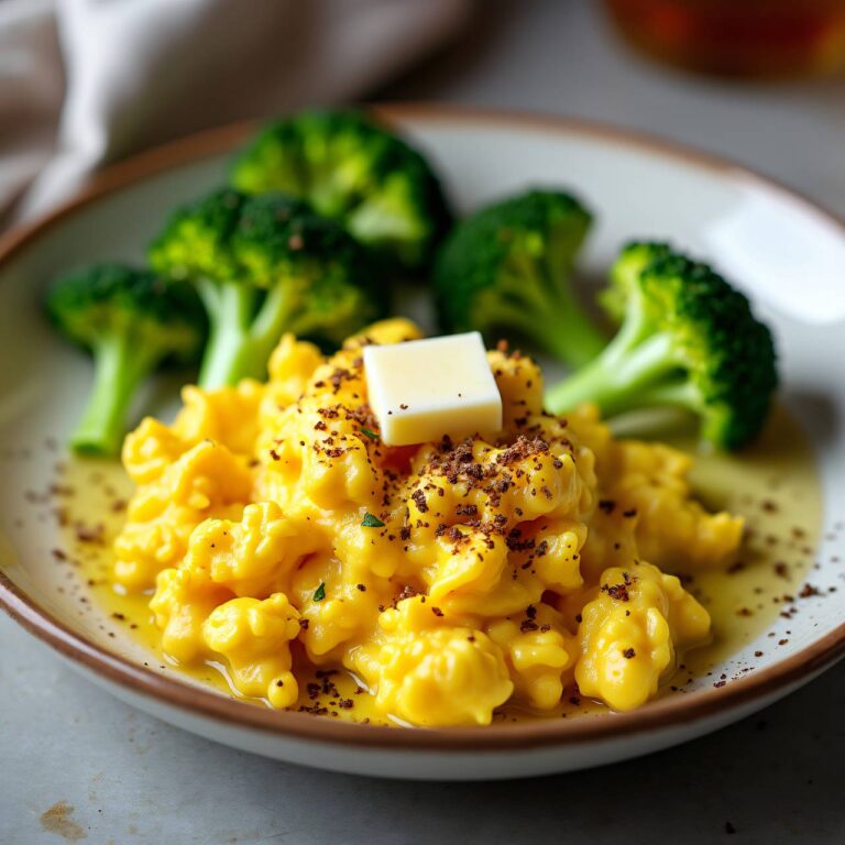 Safran-Rührei mit Broccoligemüse Rezept