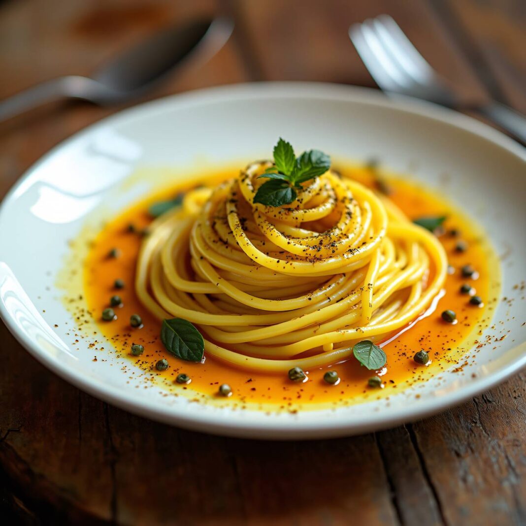 Safran-Spaghetti Rezept Safran-Spaghetti Rezept