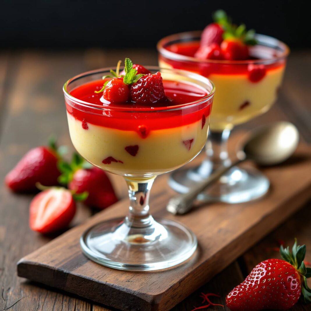Safranglace mit Erdbeer-Coulis Rezept Safranglace mit Erdbeer-Coulis Rezept