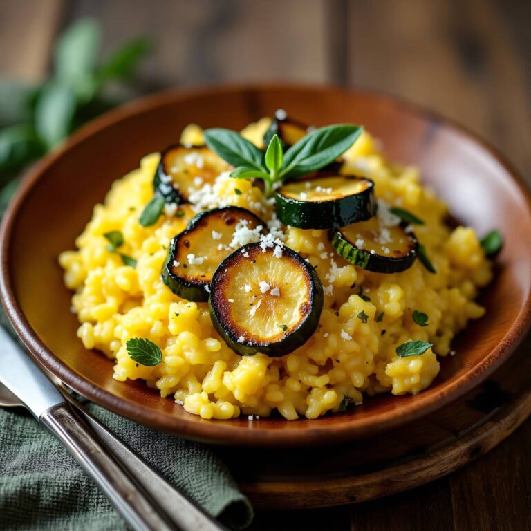 Safranrisotto mit gebratenen Zucchini Rezept