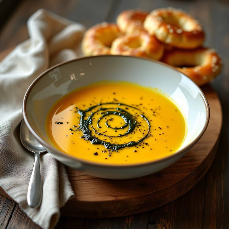 Safransuppe mit Brotstangen Rezept