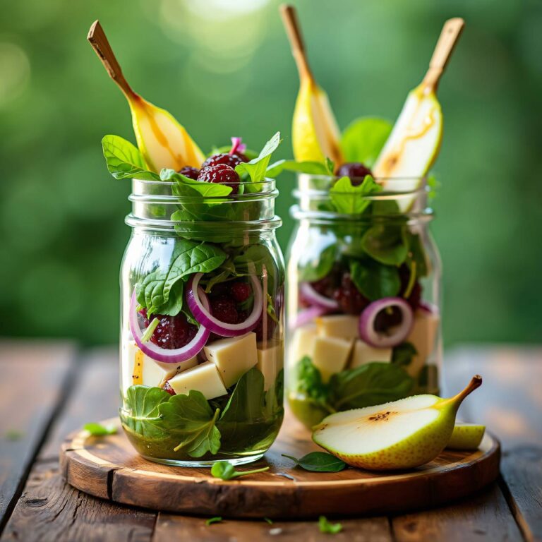 Salat im Glas mit Birne und Käse Rezept