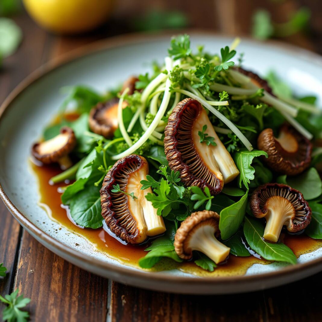Salat mit warmen Morcheln und Frühlingszwiebeln Rezept Salat mit warmen Morcheln und Frühlingszwiebeln Rezept