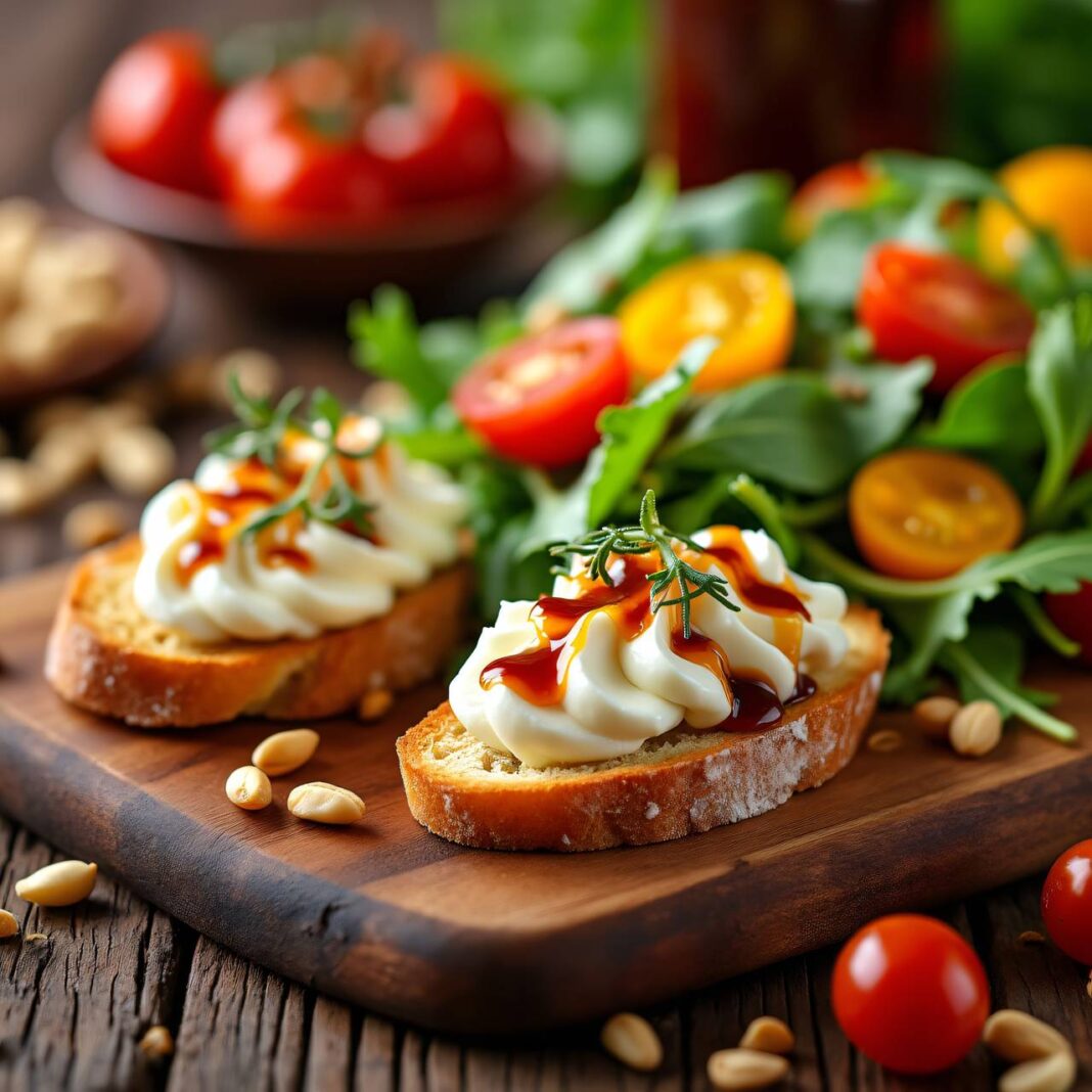 Salat und Crostini mit würziger Knolle Rezept Salat und Crostini mit würziger Knolle Rezept