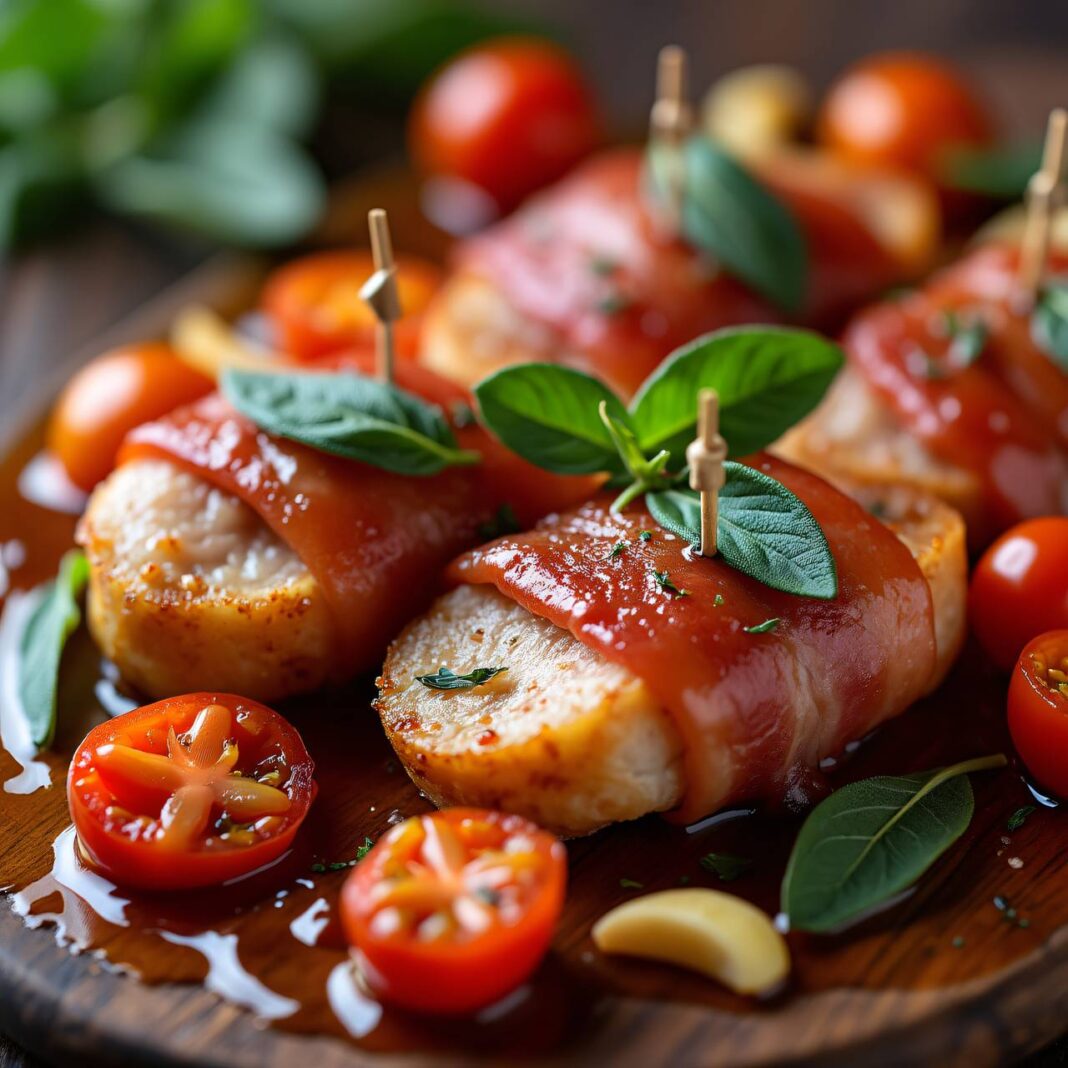 Saltimbocca mit geschmolzenen Tomaten Rezept Saltimbocca mit geschmolzenen Tomaten Rezept