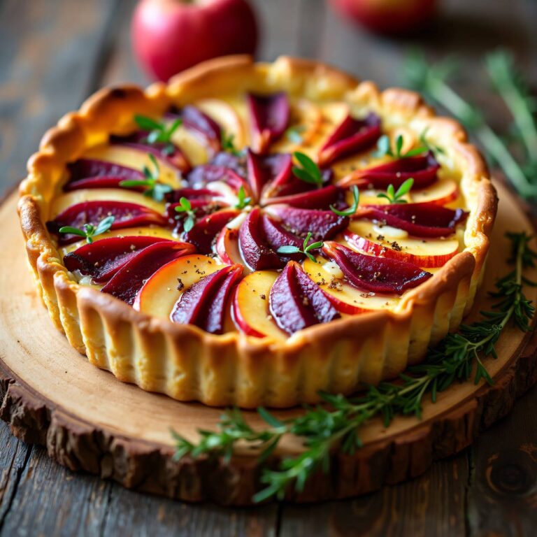 Salzige Apfel-Rote Rübenblechkuchen Rezept
