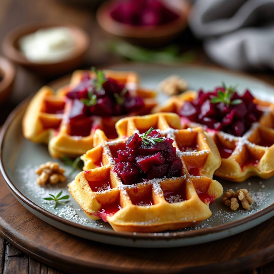 Salzige Waffeln mit roten Rüben Rezept Salzige Waffeln mit roten Rüben Rezept