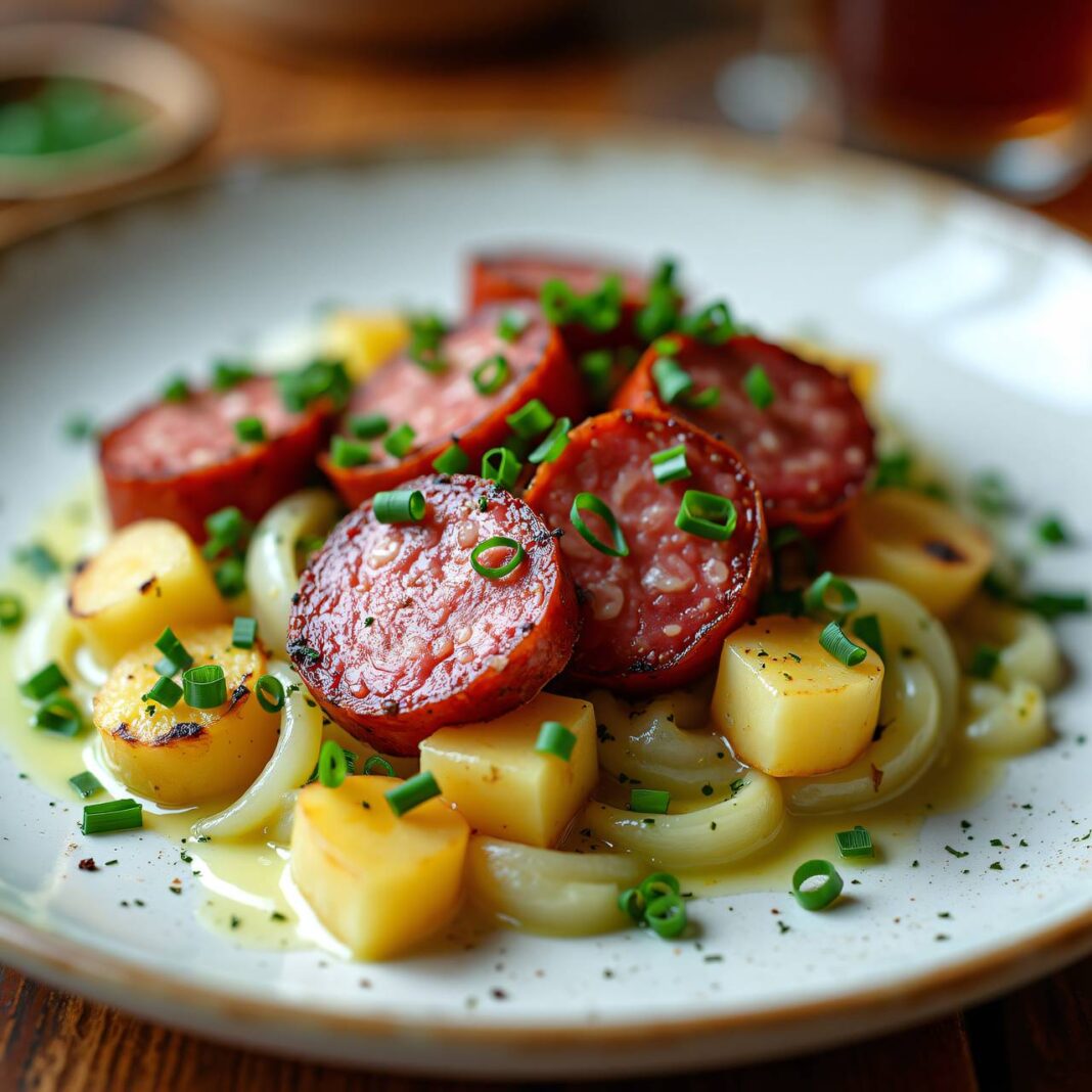 Saucisson auf Lauchgemüse Rezept Saucisson auf Lauchgemüse Rezept