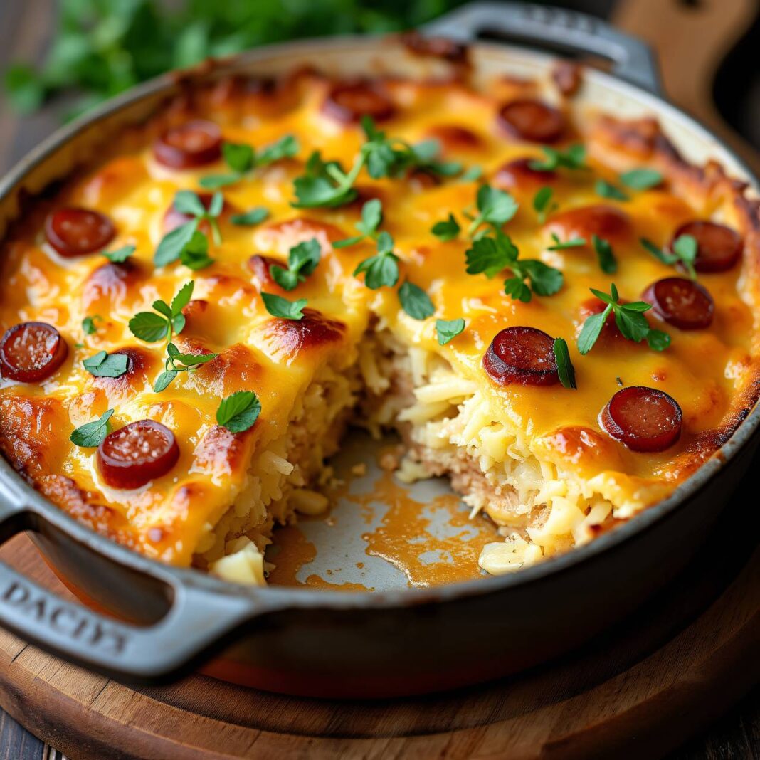 Sauerkraut-Gratin mit Würstchen Rezept Sauerkraut-Gratin mit Würstchen Rezept