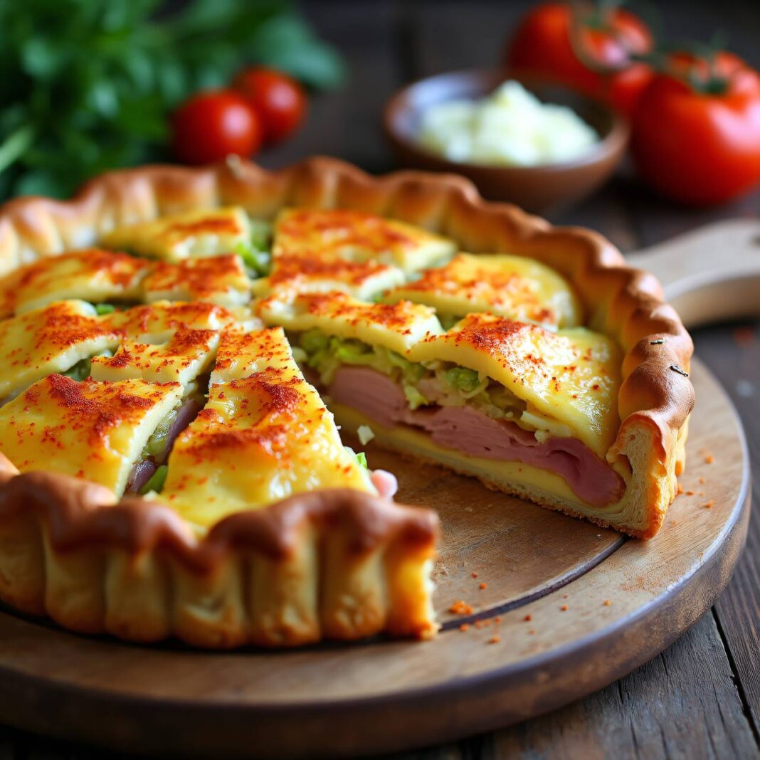 Sauerkrautblechkuchen mit Schinken Rezept Sauerkrautblechkuchen mit Schinken Rezept