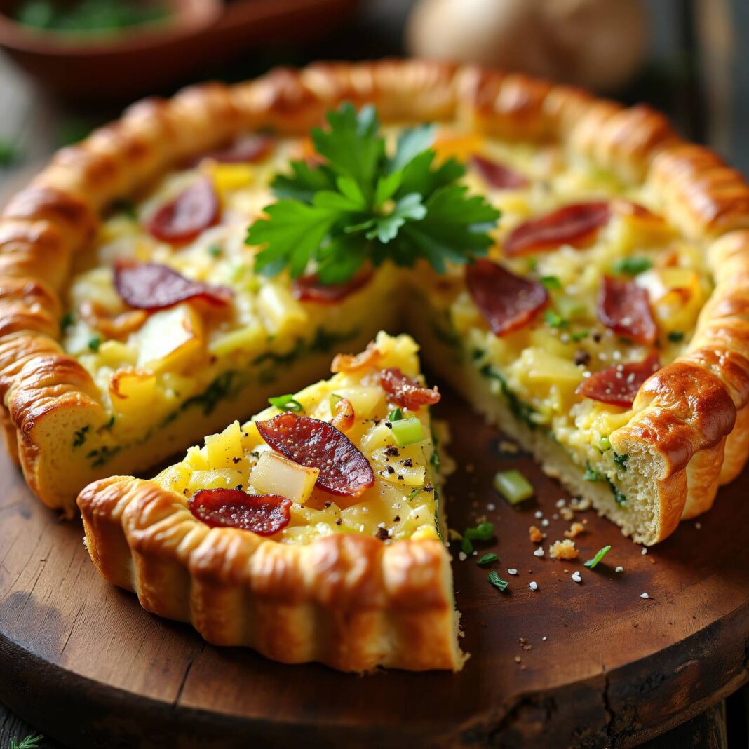 Sauerkrautblechkuchen mit Speck Rezept Sauerkrautblechkuchen mit Speck Rezept